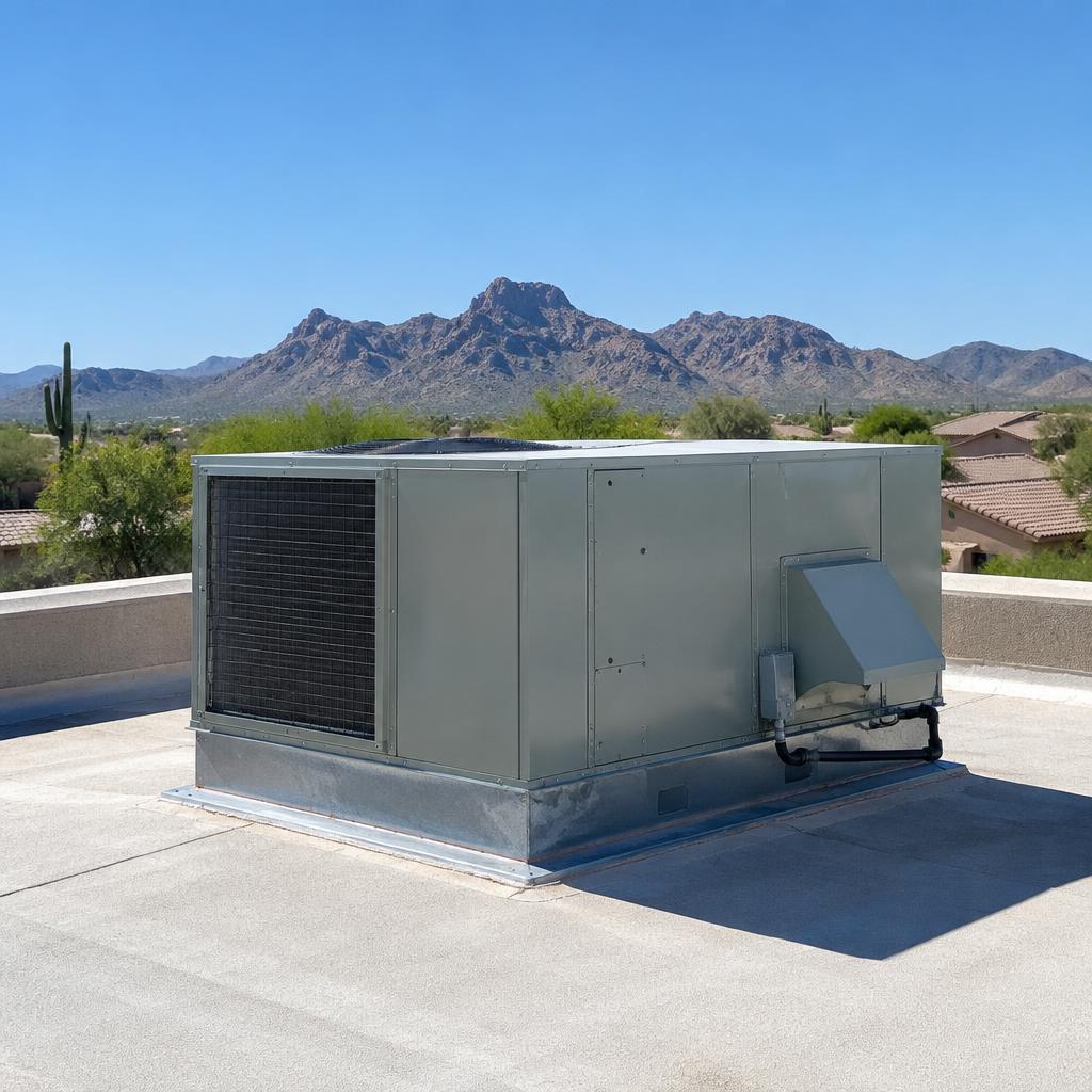 Rooftop HVAC unit serviced by JMAC in Mesa AZ